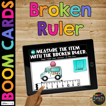 Preview of Broken Ruler Boom Cards™ Math Station Measurement Activity in Inches