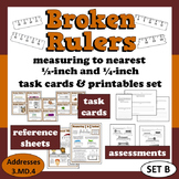 Broken Rulers - measure to nearest 1/2 & 1/4 inch task car
