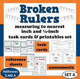 Broken Rulers measure to nearest inch & 1/2-inch task card