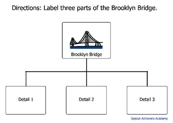 Preview of Brooklyn Bridge: Adapted story, picture dictionary and graphic organizer