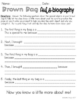 Brown Bag Autobiography {FREEBIE!} - A Getting to Know You Activity!