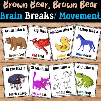 Animal and Action Brain Break Movement Cards by The Brown Bear Book Club