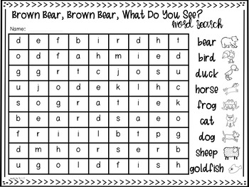 Brown Bear, Brown Bear, What Do You See? Word Search by Made by TB