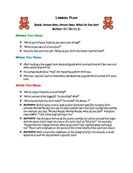 Brown Bear Brown Bear What Do You See Lesson Plans - 