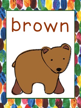 Brown Bear & Friends Color Posters by Jeannie Seymour | TPT