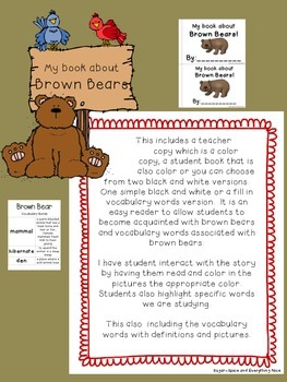 Preview of Brown Bear Informational Emergent/Interactive Reader
