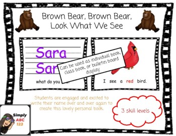 Preview of Brown Bear Look What We See - Name Recognition Activites