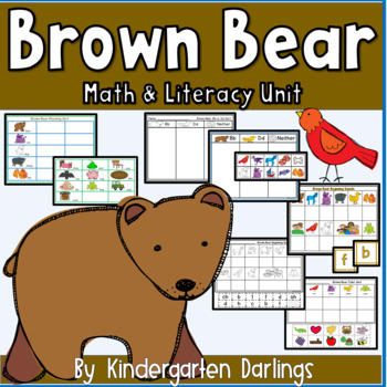 Preview of Brown Bear Printable Math and Literacy Activities for Kindergarten