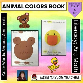 Preview of Animal Shapes and Color Words Book - Sight Words - Art Projects - Brown Bear
