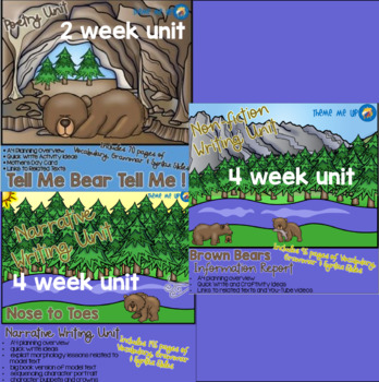 Preview of Brown Bear Themed 10 week Writing Unit - Poem, Narrative and Information Report