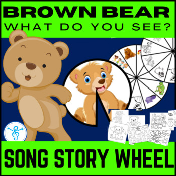 Preview of Brown Bear What Do You See Story Sequencing Song Wheel and Coloring Pages