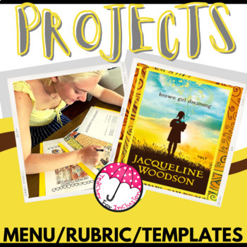 Preview of Brown Girl Dreaming Jacqueline Woodson Projects/Menu/Rubric/Templates/Editable