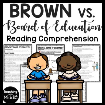 Preview of Brown vs. Board of Education Reading Comprehension Worksheet School Integration