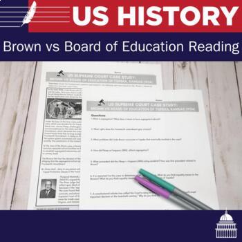 Preview of Brown vs. Board of Education Worksheet | Landmark Supreme Court Cases