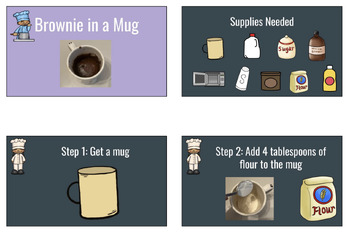 Preview of Brownie in a Mug (Special Education Visual Recipes, Sequencing)