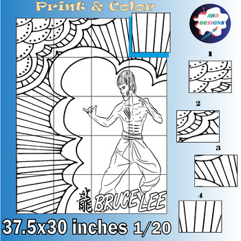 Preview of Bruce Lee Coloring Poster Art Activitiy AAPI Heritage Month Bulletin Board Craft