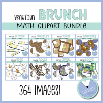 Preview of Fraction Clipart: Breakfast Fraction Clipart Bundle for Math Lessons