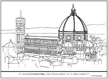 Preview of Brunelleschi. Florence Cathedral Dome. Coloring page/lesson ideas