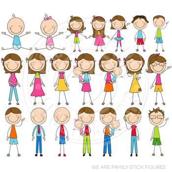 6 worksheet and friends family Family Stick Are Clipart, Stick We Cute Brunette Figures
