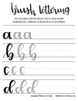 Preview of Brush Pen Calligraphy Practice Sheets - Lower Case