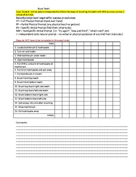 Preview of Brush Teeth Data Collection Sheet