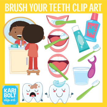 Brush Your Teeth Clip Art Bolt Clip Art | TPT