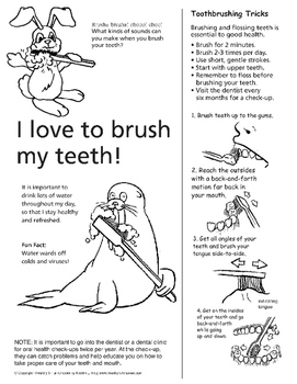 Brush Your Teeth Coloring Page Step By Step Directions Tpt