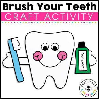 Preview of Dental Health Month Tooth Craft Template Preschool Activities Brushing Teeth Art