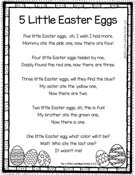 Easter Poem - 5 Little Easter Eggs by Little Learning Corner | TPT