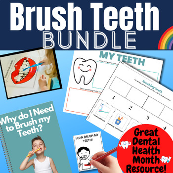 Preview of Brushing Teeth Bundle Autism Teeth Brushing Social Skills Stories Visuals & Acti