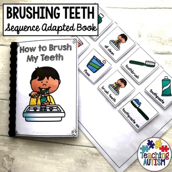 Preview of Brushing Teeth Life Skills Adapted Book Sequencing