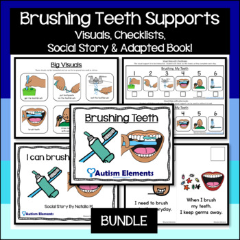 Preview of Brushing Teeth Visual Support- Social Story- Adapted Book- BUNDLE- Autism & SPED