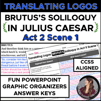 Preview of Brutus's Soliloquy in Act 2, Scene 1 of Julius Caesar PPT Analysis Activity