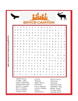 Preview of Bryce Canyon Word Search