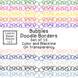 Bubble Doodle Borders Clip Art PNG Blackline Included Comm