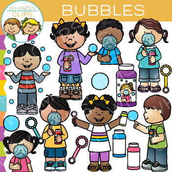 Preview of Kids Blowing Bubbles Clip Art