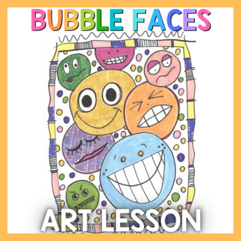 Preview of Art Lesson: Bubble Faces Collage | Sub Plans, Early Finishers, No Prep