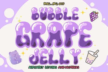 Preview of Bubble Grape Jelly Bubble font letters for teachers Color font