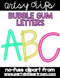 Bubble Gum Neon Alphabet Letters Clipart for Cute Font Clip Art