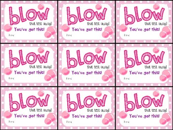 Preview of Bubble Gum Testing Motivation Treat Tag- Blow that test away!