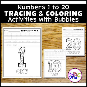 bubble numbers 1 20 bundle by myabcdad learning for kids tpt