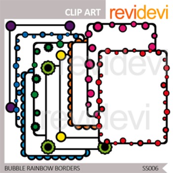 Preview of Bubble Rainbow Borders / commercial use clip art / seller toolkit resource