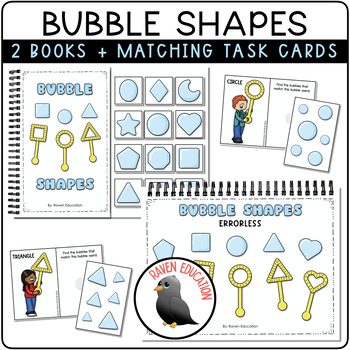 Preview of Bubble Shapes Kit: 2 Interactive Books + 12 Matching Task Cards