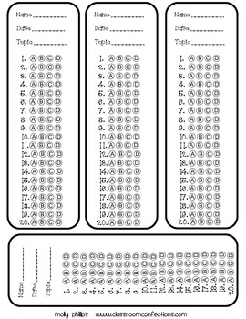 25 question gridable bubble sheet with letters