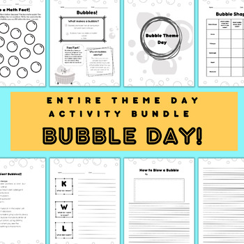 Preview of Bubble Theme Day Bundle/End of Year Activities