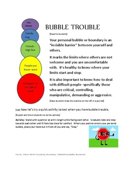 Bubble Trouble- Teaching Kids Boundaries by EmpathyQueen | TpT