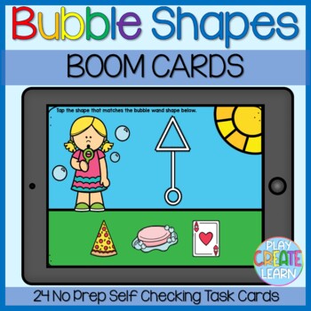 Preview of Bubble Wands Shape Matching | Spring Digital Task Cards w/ BOOM cards