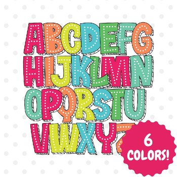 Preview of Bubble rainbow dot alphabet bulletin board letters Bubble font for teachers