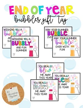 Preview of Bubbles Gift Tag: End of Year *Personalize it!