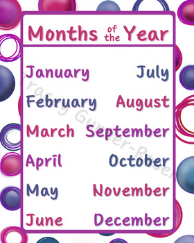 Bubbles Months Of The Year Poster Can Print Up To 16 X 20 In 